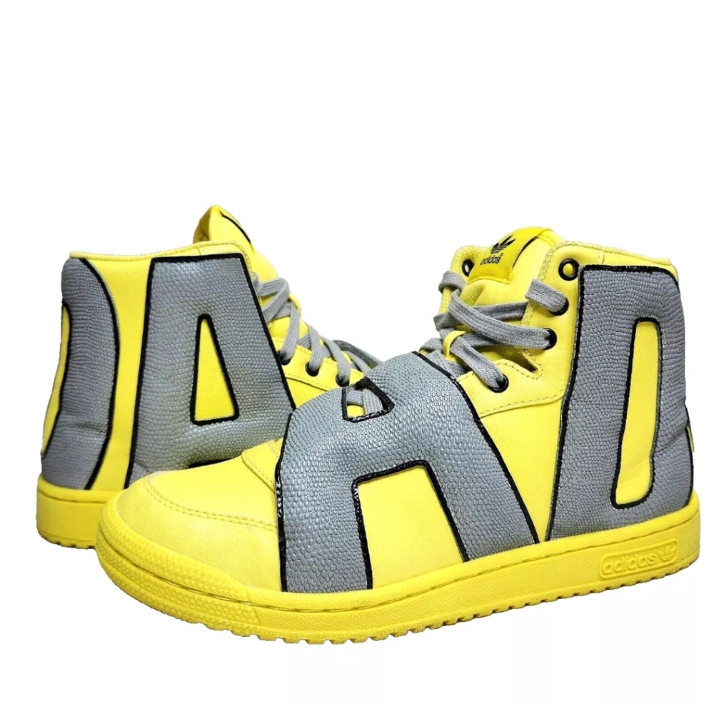 ADIDAS ObyO X Jeremy Scott Letters Sz 9 Yellow Reflective Silver S77801